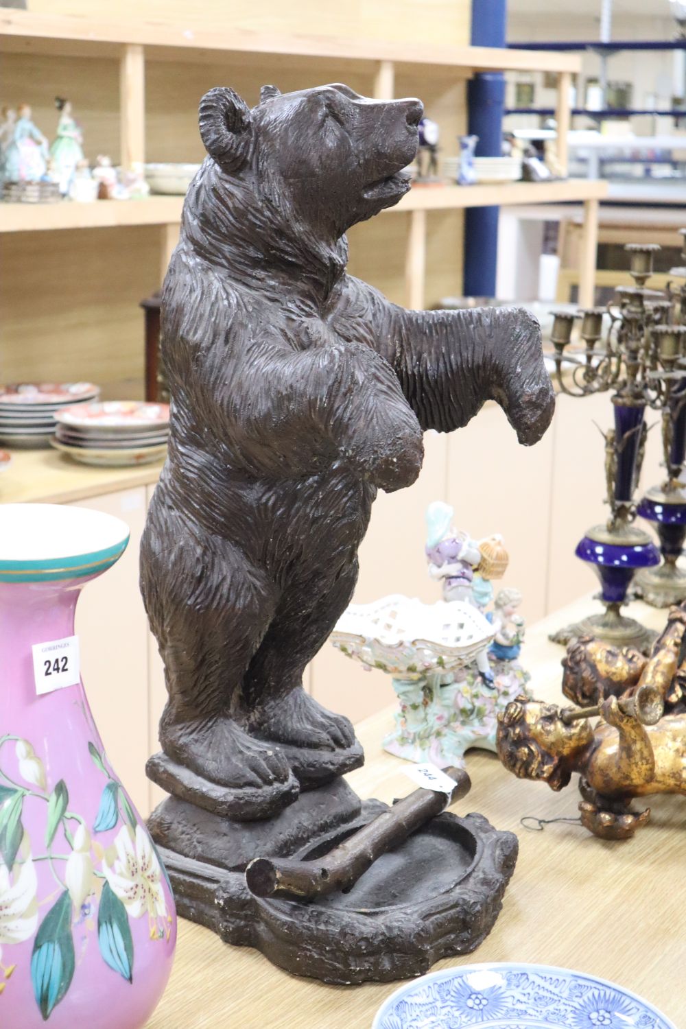 A composition Black Forest style bear stick stand, height 66cm